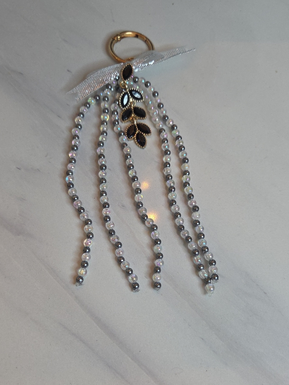 Beaded Tassel Silver Bag Charm